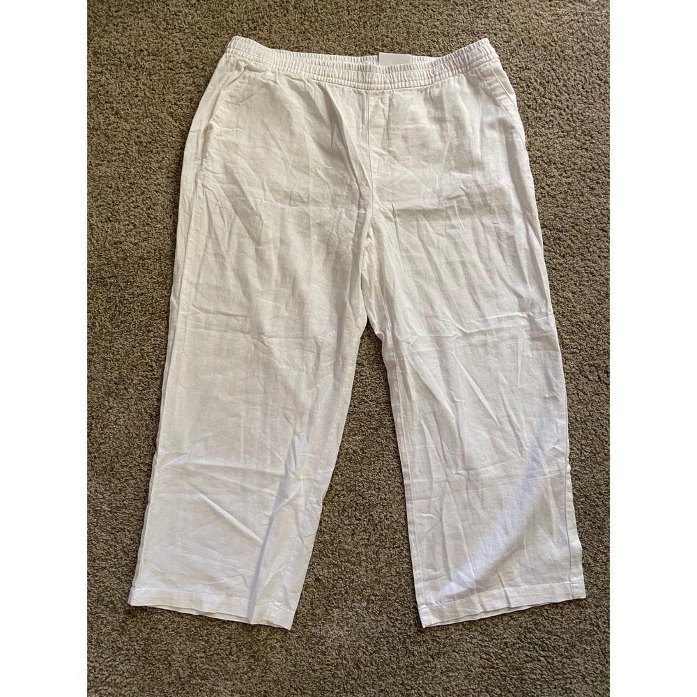 Old Navy White Linen Blend High-Rise Wide Leg Pants XL NWT